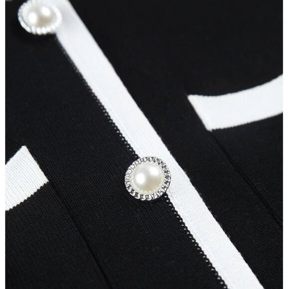 NWT Commense Black/White Contrast Button Sleeveless Mini Sweater Dress - Picture 4 of 13